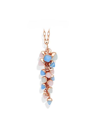 Cluster Pyramidal Crystals Rose Gold Necklace