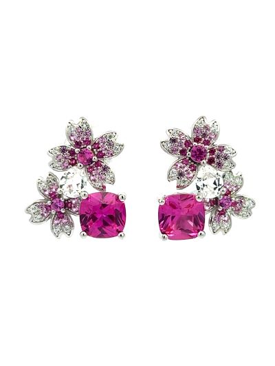 Floral Pink Sapphire Studs